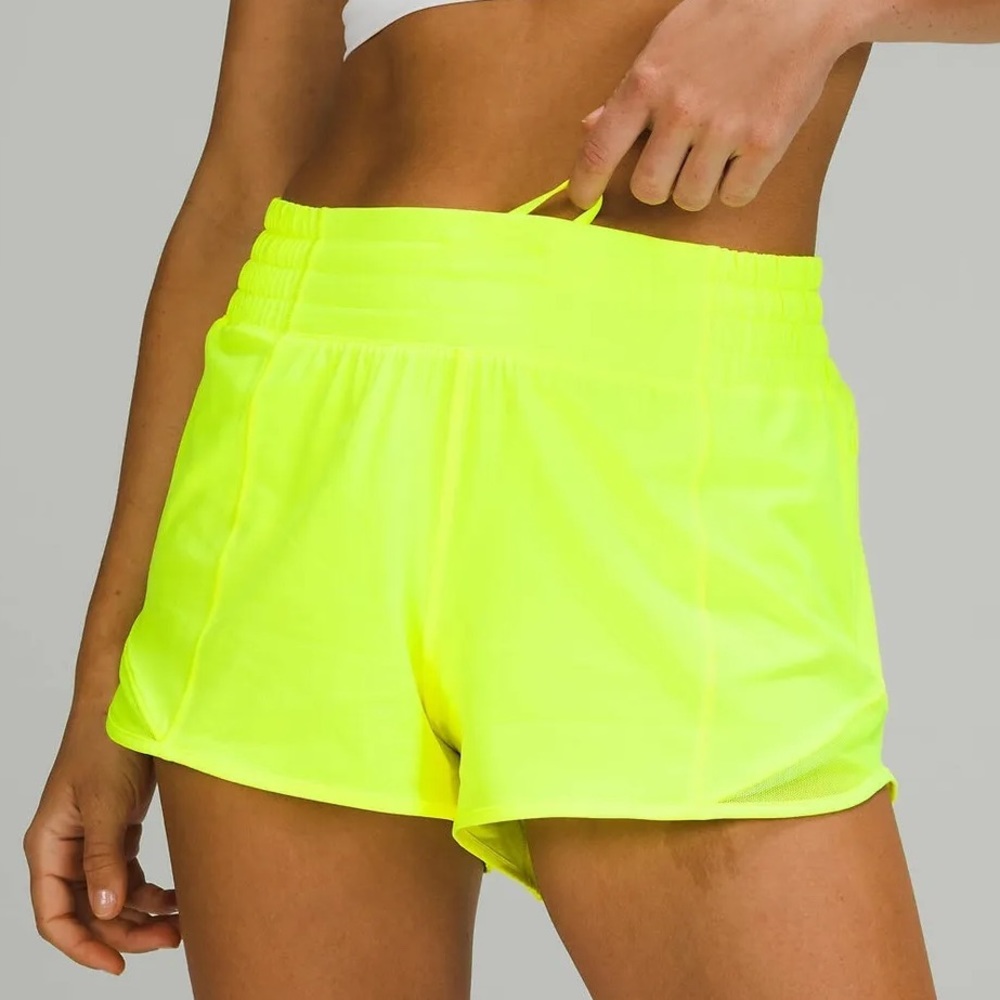 Bright Yellow 4inch Lululemon Hotty Hot shorts